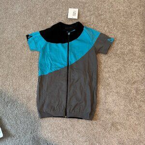 MYN Women's Black Grey Blue Cat Cycling Jersey Full Zip XS/S NWT MADE IN ITALY